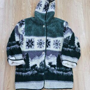 Vintage 90s fleece jacket size Large pit 22 Length 31 missing one button at the